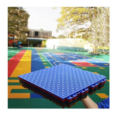 25cm PP Outdoor Modular Interlocking Floor Mats, Basketball Court Sports Stadium Park Faux Sidewalk Sport Court Tiles (Color : Blue, Size : 16PCS)