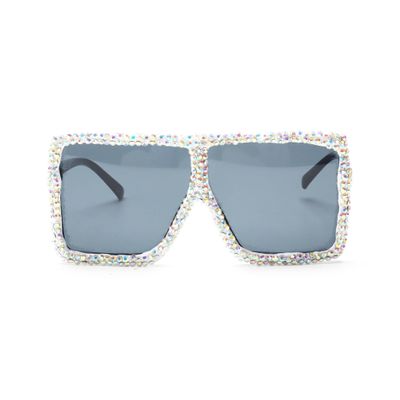 bullabulling Oversized Rhinestone bling Sunglasses for Women Fashion lens Square Diamond Sunglasses Lady Party Eyewear (black)
