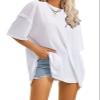 EXLURA Womens Summer Oversized T Shirts 2025 Casual Short Sleeve Loose Maternity Tops Crewneck Tunic Plus Gym Workout Top White