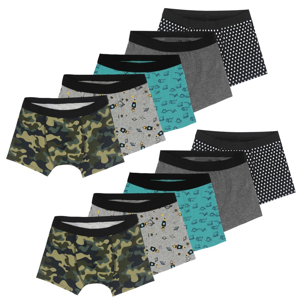 Allxwek Boys Underwear Printed Boxer Briefs,Assorted 10-Pack,1604-UN3-146/152-10