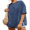 EXLURA Womens Summer Oversized T Shirts 2025 Casual Short Sleeve Loose Maternity Tops Crewneck Tunic Plus Gym Workout Top Navy Blue view 1