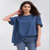 EXLURA Womens Summer Oversized T Shirts 2025 Casual Short Sleeve Loose Maternity Tops Crewneck Tunic Plus Gym Workout Top Navy Blue view 3