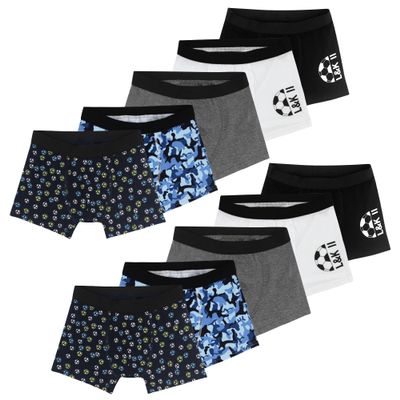Allxwek Boys Underwear Printed Boxer Briefs,Assorted 10-Pack,1604-UN2-134/140-10