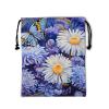 Daisy Flower Gymnastics Grip Bag - Purple White Floral Drawstring Gym Bag for Gymnasts Botanical Blossom Gymnastic Pouch Bag Plant String Bag Adjustable