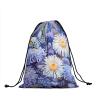 Daisy Flower Gymnastics Grip Bag - Purple White Floral Drawstring Gym Bag for Gymnasts Botanical Blossom Gymnastic Pouch Bag Plant String Bag Adjustable view 2