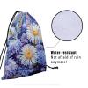 Daisy Flower Gymnastics Grip Bag - Purple White Floral Drawstring Gym Bag for Gymnasts Botanical Blossom Gymnastic Pouch Bag Plant String Bag Adjustable view 4