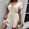 Apricot Womens Guipure Lace V Neck Dress Casual Summer Short Sleeve Tie Front Flowy Mini Dresses A Line Beach Short Dress view 3