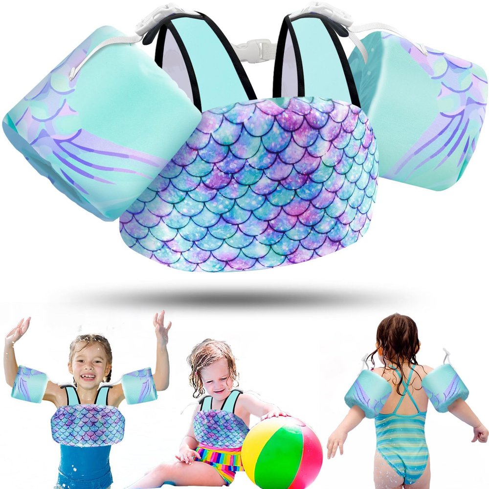 Vvinca Separable Toddler Swim Vest Fit 22-66 Lbs2-6 Years| 3 in 1 Toddler Floaties Pool Float & Arm Bands Boys and Girls, Adjustable Sturdy Safety for 2 3 4 5 6 Year