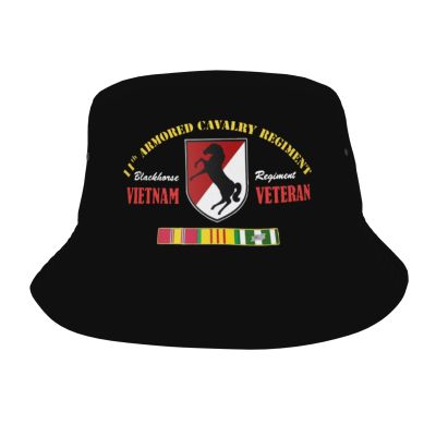 11th Armored Cavalry Regiment Vietnam Veteran Bucket Hat Beach Sun Hats Travel Outdoor Cap Unisex Fisherman Hats Black