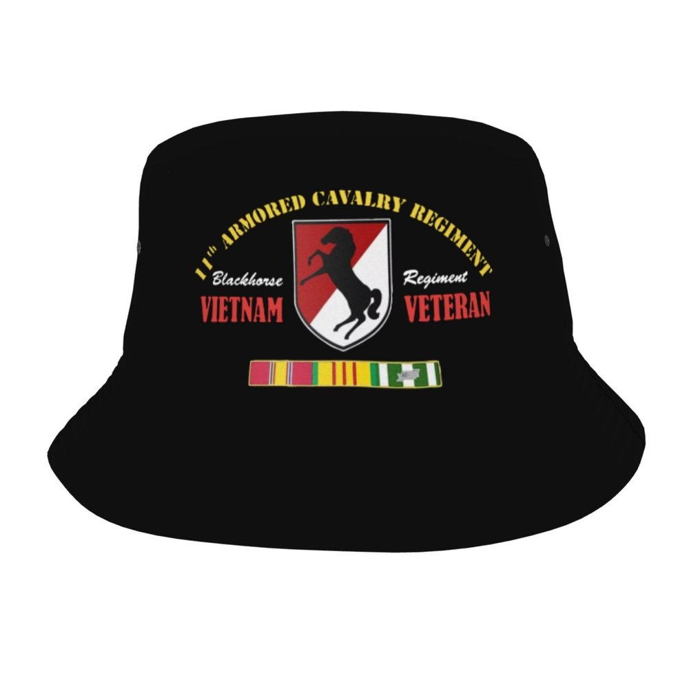 11th Armored Cavalry Regiment Vietnam Veteran Bucket Hat Beach Sun Hats Travel Outdoor Cap Unisex Fisherman Hats Black