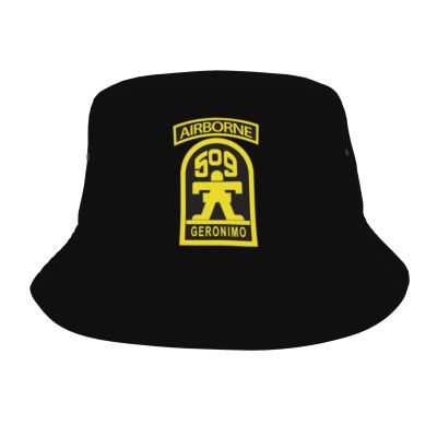 ARESU 509th Geronimo Airborne Bucket Hat Beach Sun Hats Travel Outdoor Cap Unisex Fisherman Hats Black