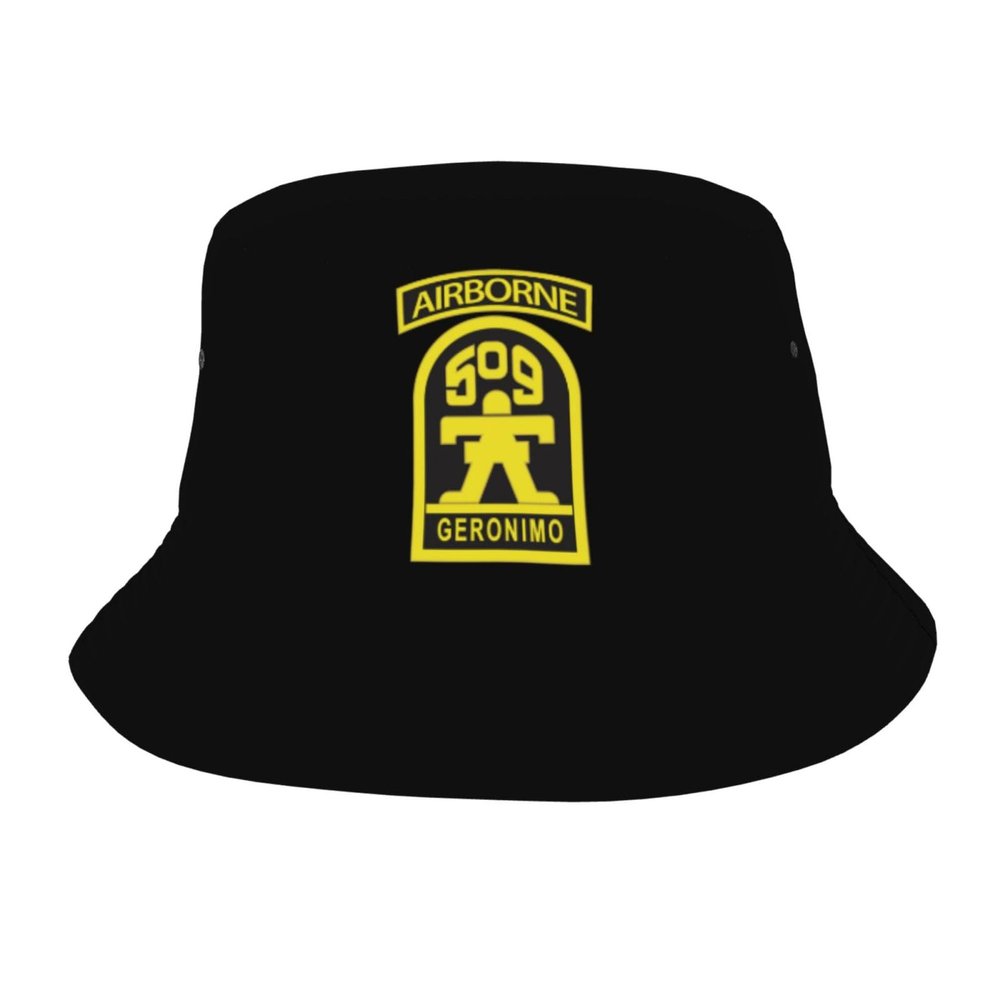 ARESU 509th Geronimo Airborne Bucket Hat Beach Sun Hats Travel Outdoor Cap Unisex Fisherman Hats Black