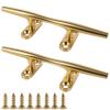 VEITHI Boat Cleat, Brass Color Dock Cleats 6 inch, 316 Stainless Steel Rope Cleat Open Base 2 Pack, Boat Cleats for Boats, Boat Dock Cleats Mooring Cleat for Boat/Yacht/Deck view 1
