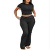 ANRABESS Lounge Sets for Women 2 Piece Foldover Yoga Flare Leggings Pants Crop Tops Casual Y2K Outfits Matching Tracksuit Set Black Medium view 1
