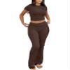 ANRABESS Lounge Sets for Women 2 Piece Foldover Yoga Flare Leggings Pants Crop Tops Casual Y2K Outfits Matching Tracksuit Set Brown X-Large view 1