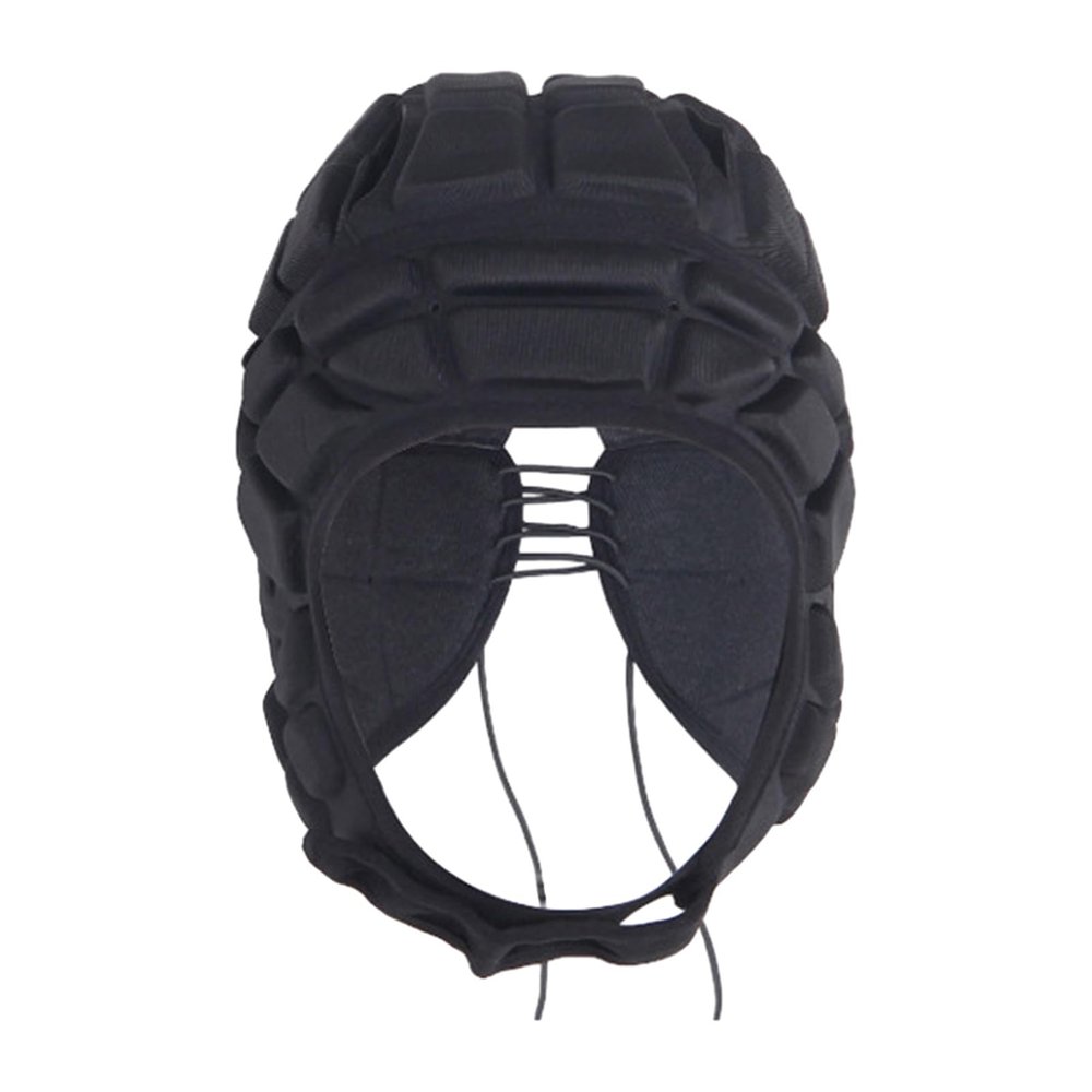 clinmday Rugby Helmet Headguard with Adjustable Strap, Ultralight Impact-Resistant Soccer Ski Soft Protective Helmet for Kids Youth Black M
