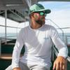 Palmyth Fishing Shirts for Men Long Sleeve UPF 50+ T Shirt Sun Protection Tee (White/Palm Eden, XL) view 3