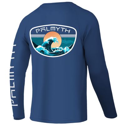 Palmyth Fishing Shirts for Men Long Sleeve UPF 50+ T Shirt Sun Protection Tee (Dark Blue/Tidal, 4XL)