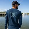 Palmyth Fishing Shirts for Men Long Sleeve UPF 50+ T Shirt Sun Protection Tee (Dark Blue/Skull and Rods, 3XL) view 3