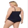 Aqua Green Women's Triple Ruffle Tier Swim Tankini Top with Adjustable Straps, True Navy, Large view 2