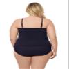 Aqua Green Women's Triple Ruffle Tier Swim Tankini Top with Adjustable Straps, True Navy, Large view 3