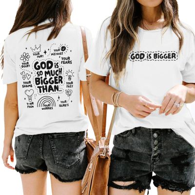 JINLUTH Christian Tshirts for Women Faith T Shirts Jesus God Shirts Religious Gifts Tee Funny Inspirational Graphic Tees Tops (White,S)