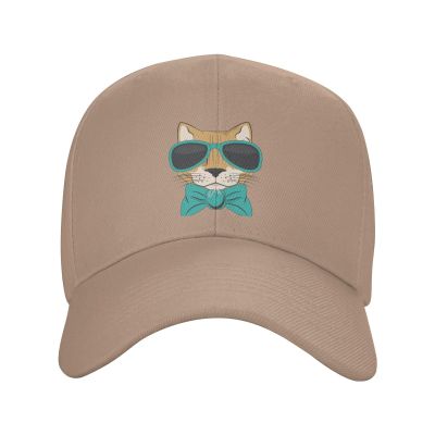 Funny Cat with Sunglasses and Bow Tie Baseball Caps for Men Women Hat Adjustable Cap Trucker Hats Dad Cap Natural
