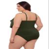 Aqua Green Women's Triple Ruffle Tier Swim Tankini Top with Adjustable Straps, Malachite, Small view 3