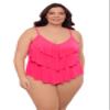 Aqua Green Women's Triple Ruffle Tier Swim Tankini Top with Adjustable Straps, Rose Quartz, Small