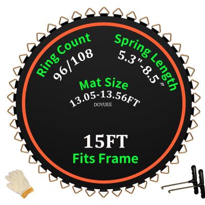 DOYUEE Trampoline Mat Replacement-Fits 15FT Frame with 108 Rings Fits 7.5"-8.5" Springs- Trampoline Mat Diameter 13.05ft (156.7in),Spring and Frame not Included