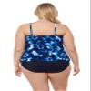 Aqua Green Women's Triple Ruffle Tier Swim Tankini Top with Adjustable Straps, Chic Tie Dye, X-Large view 3