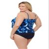 Aqua Green Women's Triple Ruffle Tier Swim Tankini Top with Adjustable Straps, Chic Tie Dye, Medium view 2