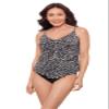 Aqua Green Women's Triple Ruffle Tier Swim Tankini Top with Adjustable Straps, Seeing Spots, Medium view 1