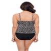 Aqua Green Women's Triple Ruffle Tier Swim Tankini Top with Adjustable Straps, Seeing Spots, Medium view 3