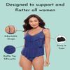 Aqua Green Women's Triple Ruffle Tier Swim Tankini Top with Adjustable Straps, Seeing Spots, Medium view 4