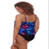 Aqua Green Women's Triple Ruffle Tier Swim Tankini Top with Adjustable Straps, Rose Grows, Large view 3