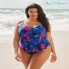 Aqua Green Women's Triple Ruffle Tier Swim Tankini Top with Adjustable Straps, Rose Grows, Large view 4