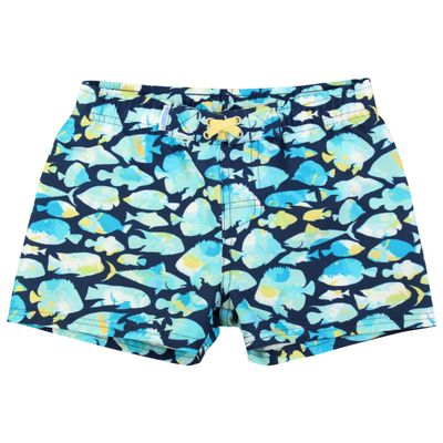 RUGGEDBUTTS Boys UPF50+ Sun Protection Animal Swim Trunks - Fish Friends, 8
