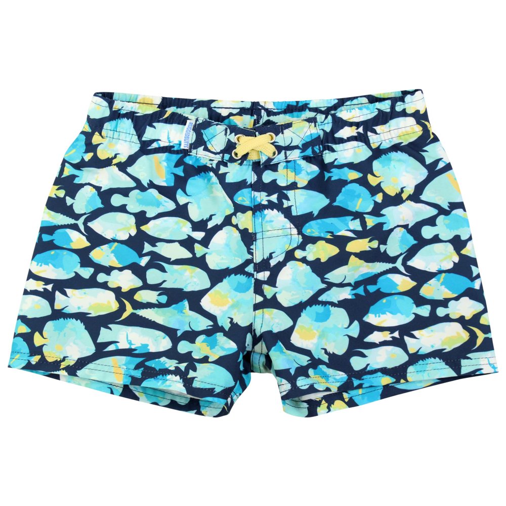 RUGGEDBUTTS Boys UPF50+ Sun Protection Animal Swim Trunks - Fish Friends, 8