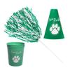 Anderson's Exclusive Green and White Paw Pride Shaker Pom Poms Megaphone Noisemaker Stadium Cup Set School Spirit Cheerleader Sports Fan Football Homecoming Squad Team Party Dance Club Pack of 24