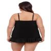Aqua Green Women's Keyhole High Neck Full Coverage Adjustable Tankini Swim Top, Black, 1X view 2
