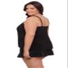 Aqua Green Women's Keyhole High Neck Full Coverage Adjustable Tankini Swim Top, Black, 1X view 3