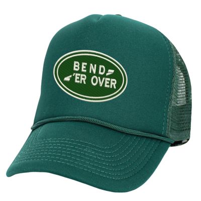 ALLNTRENDS Bend Er Over Hat Funny Embroidered Trucker Hat (Dark Green)