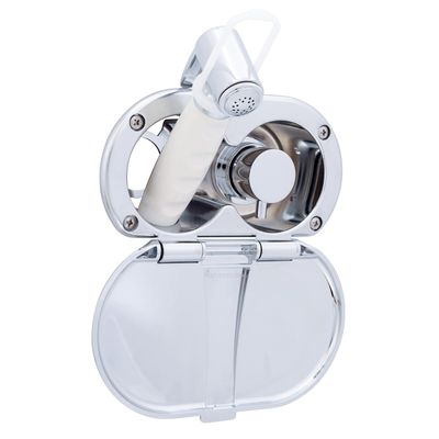 Ambassador Marine Aidack- Transom Shower (Hot/Cold Mixer), Chrome Cup & Lid, Hammer-Head Warm White Sprayer, 6' White Rubber Hose, Chrome Aidack Handle - 136-1712-CW-W
