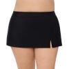 Aqua Green Women's Full Coverage Skirted Swim Bottom with Side Slit, Black, 2X view 1