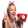 Anderson's Exclusive Red and White Paw Pride Shaker Pom Poms Megaphone Noisemaker Stadium Cup Set School Spirit Cheerleader Sports Fan Football Homecoming Squad Team Party Dance Club Pack of 48 view 3