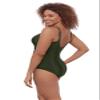 Aqua Green Women's Princess Seam Adjustable V-Neck Side Shirred One Piece Swimsuit with Tummy Compression, Malachite, X-Large view 3