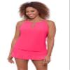 Aqua Green Women's Keyhole High Neck Full Coverage Adjustable Tankini Swim Top, Rose Quartz, Small view 1