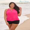 Aqua Green Women's Keyhole High Neck Full Coverage Adjustable Tankini Swim Top, Rose Quartz, Small view 4