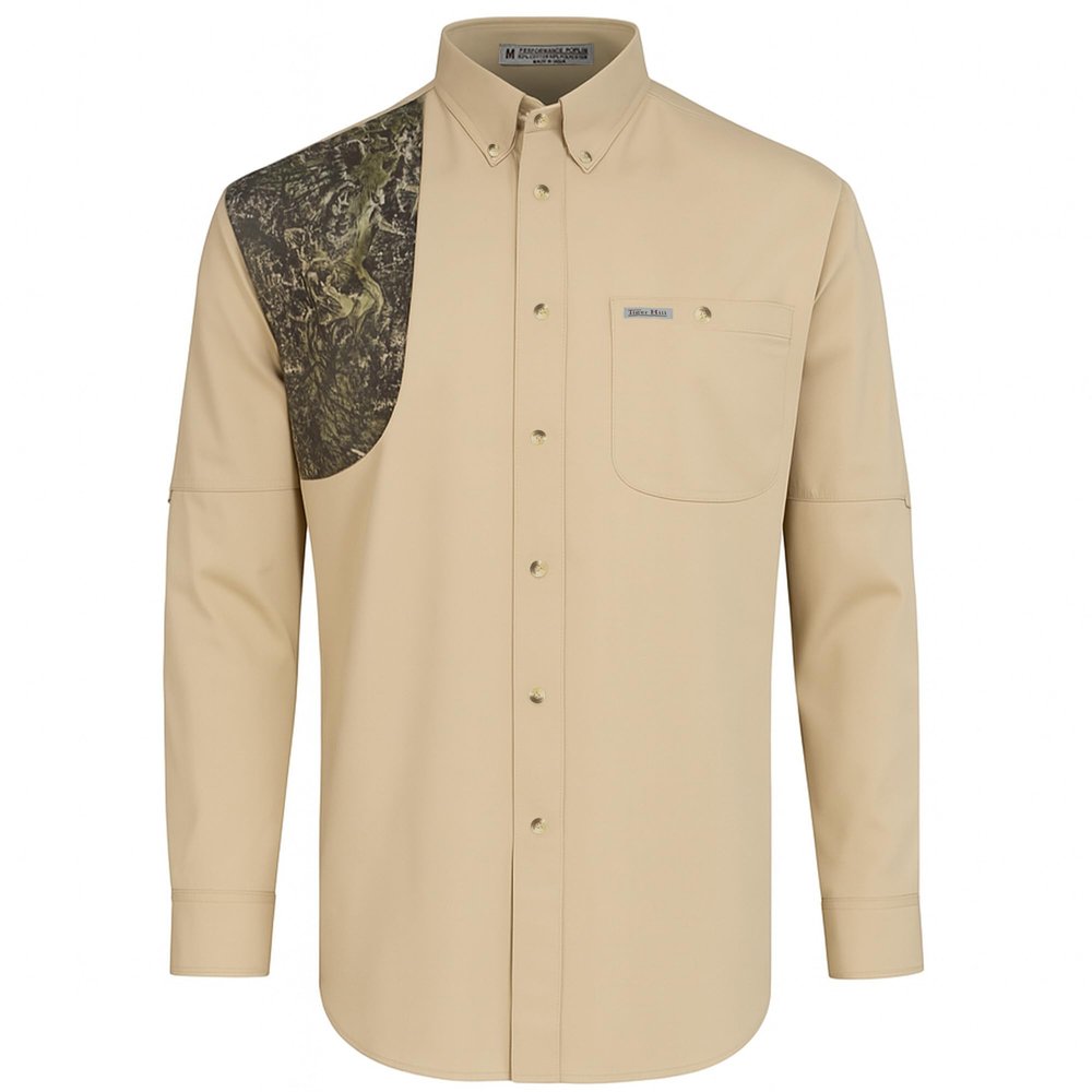 Tiger Hill Hunting Khaki Camo Shooter Shirt Long Sleeves (3XL, Right)